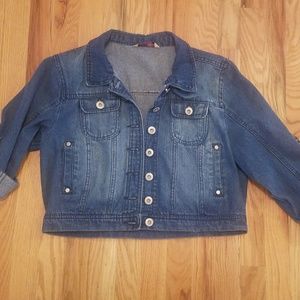 Crop 3/4 sleeve Jean Jacket, size XL
